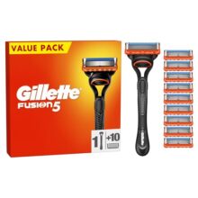 Gillette Fusion5 Men’s Razor + 10 Razor Blade Refills with Precision Trimmer, 5 Anti-Friction Razor Blades